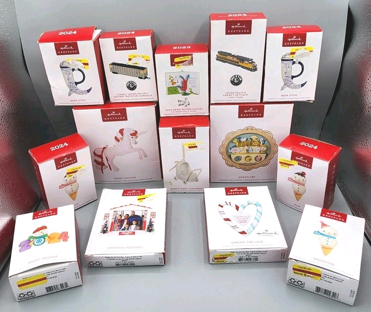 NEW LOT HALLMARK KEEPSAKE Ornaments Lionel Dr Seuss Beer Stein Noah's Ark More NEW LOT HALLMARK KEEPSAKE Ornaments Lionel Dr Seuss Beer Stein Noah's Ark More
