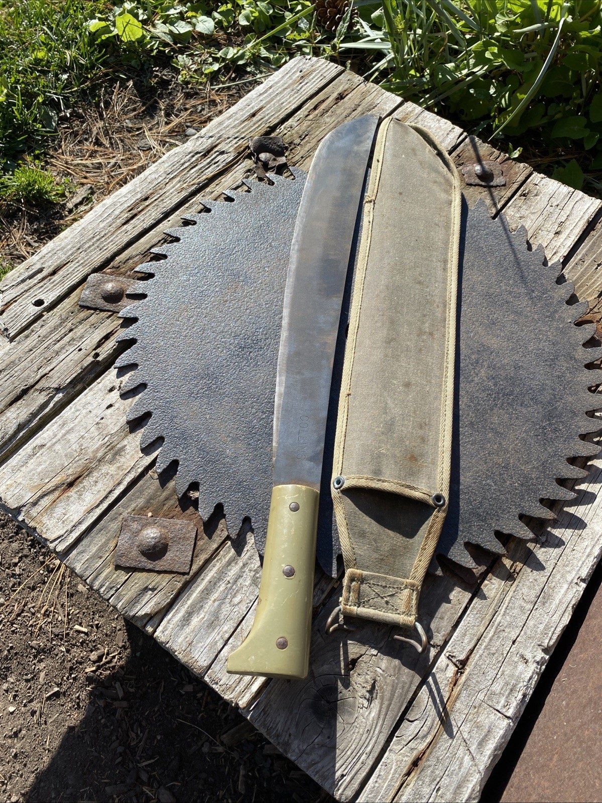 Vintage Collins Machete 18 “ Blade w/ Military Style Sheath Vintage Collins Machete 18 “ Blade w/ Military Style Sheath