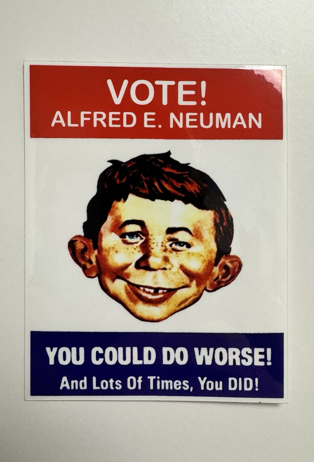 Alfred E. Neuman Sticker Mad Magazine Vote Alfred E. Neuman Sticker Mad Magazine Vote