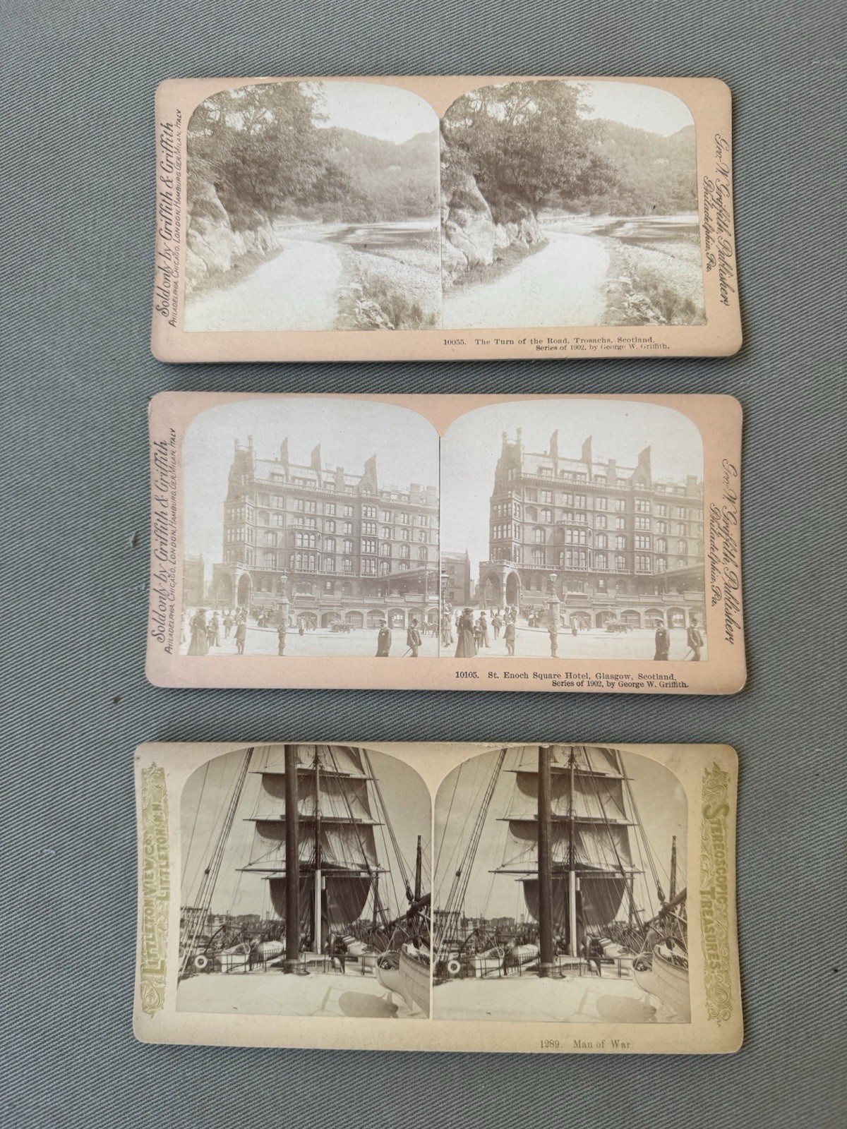 Lot of 9 Stereoscopic Photographs of England Scotland - 1902 - Geo Griffith Lot of 9 Stereoscopic Photographs of England Scotland - 1902 - Geo Griffith