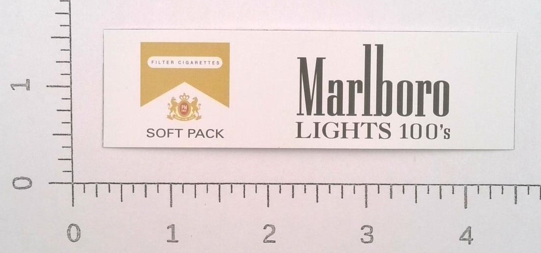 Marlboro Lights 100's Soft Pack Phillip Morris Inc Tobacco Advertising Sticker Marlboro Lights 100's Soft Pack Phillip Morris Inc Tobacco Advertising Sticker