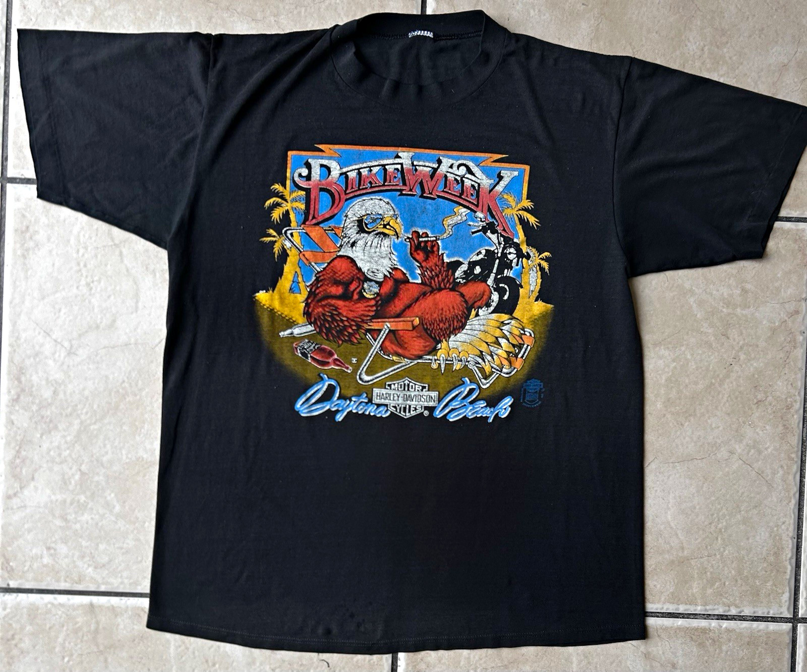 Vtg 80s Harley Davidson Daytona Bike Week Shirt Smoking Eagle Robison Biker L Vtg 80s Harley Davidson Daytona Bike Week Shirt Smoking Eagle Robison Biker L