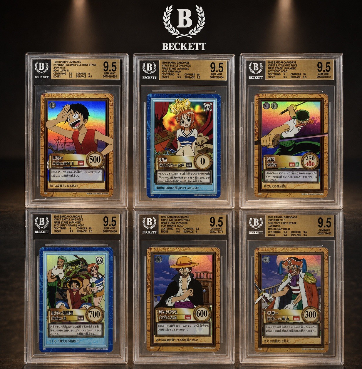 1999 One Piece Hyper Battle First Stage Foil BGS 9.5 COMPLETE GRAIL SET