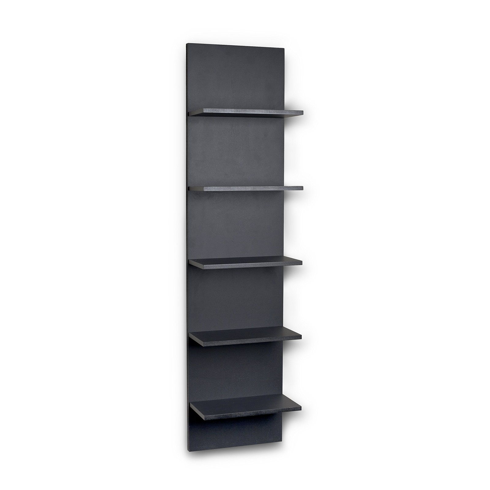 Danya B. Narrow Wall Mount Vertical Shelf Unit 5-Shelf Modern Black Grain