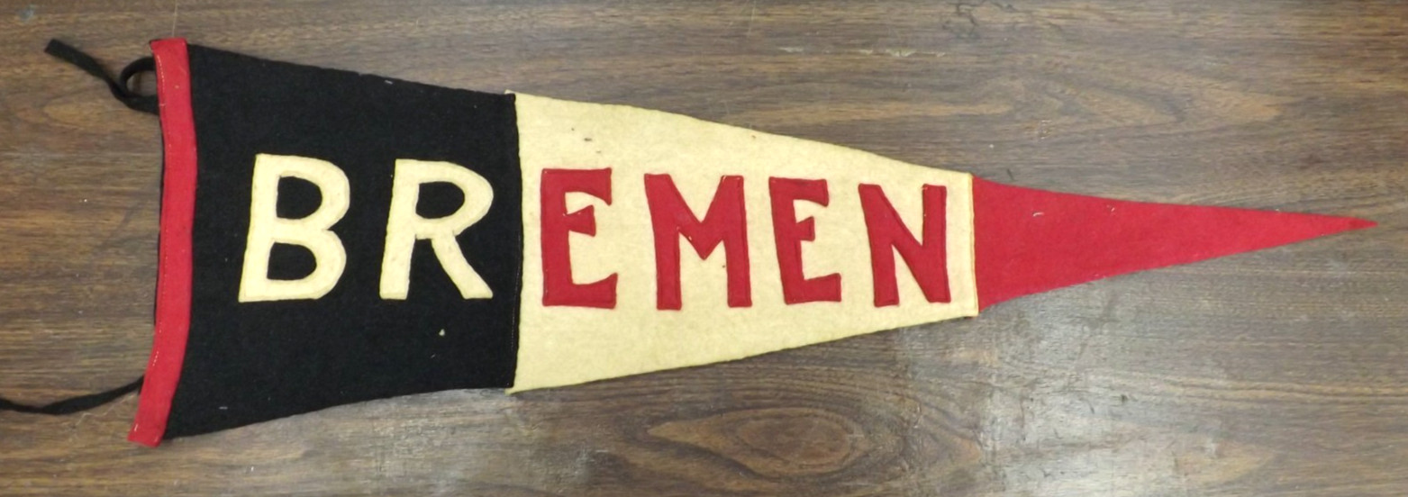 VTG. 1930s BREMEN PENNANT BANNER 24" GERMANY SHIP NAUTICAL BLACK RED WHITE flag