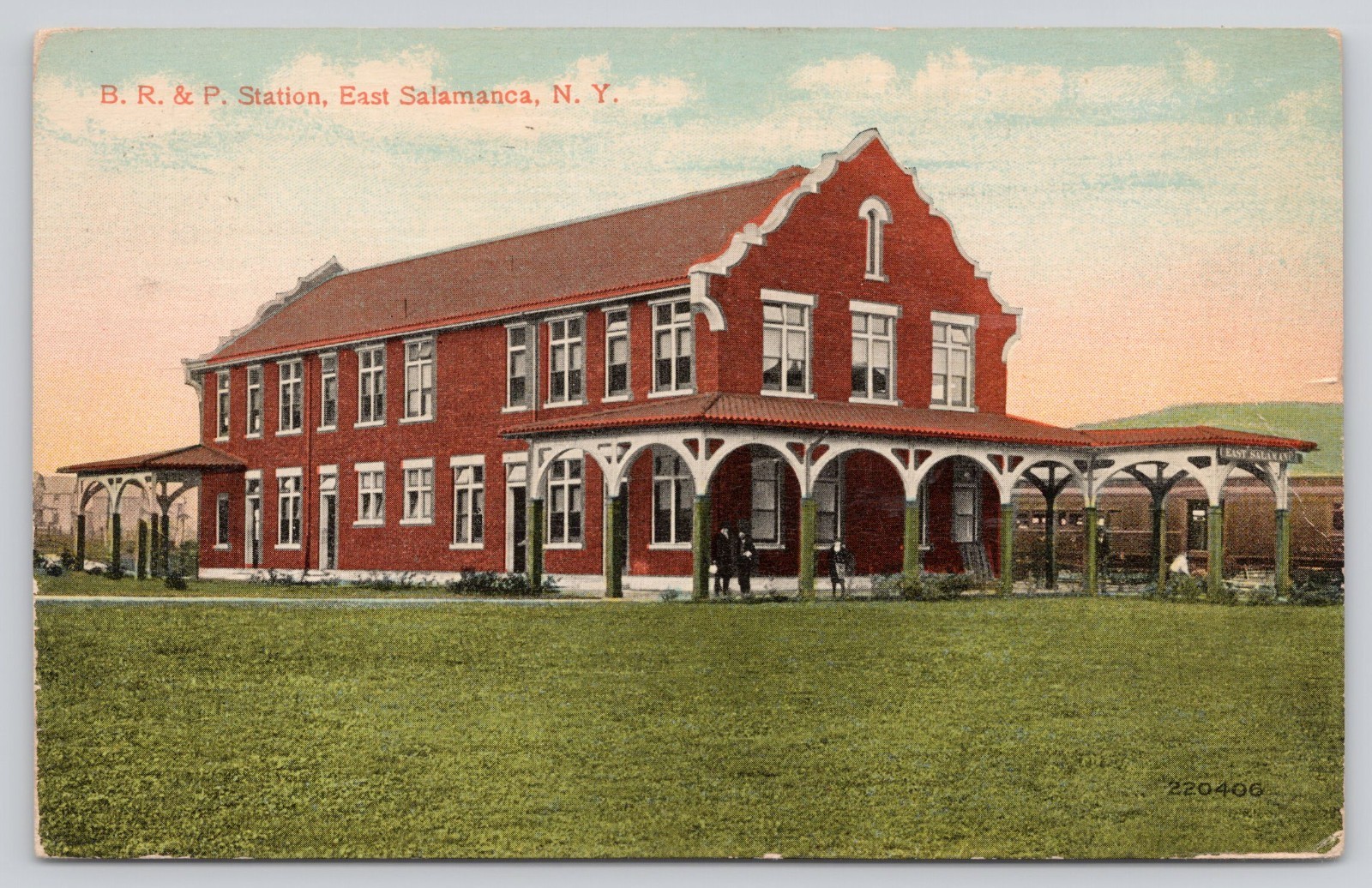 B.R.&P. Station East Salamanca NY Railroad Depot 1917 Postmarked Postcard