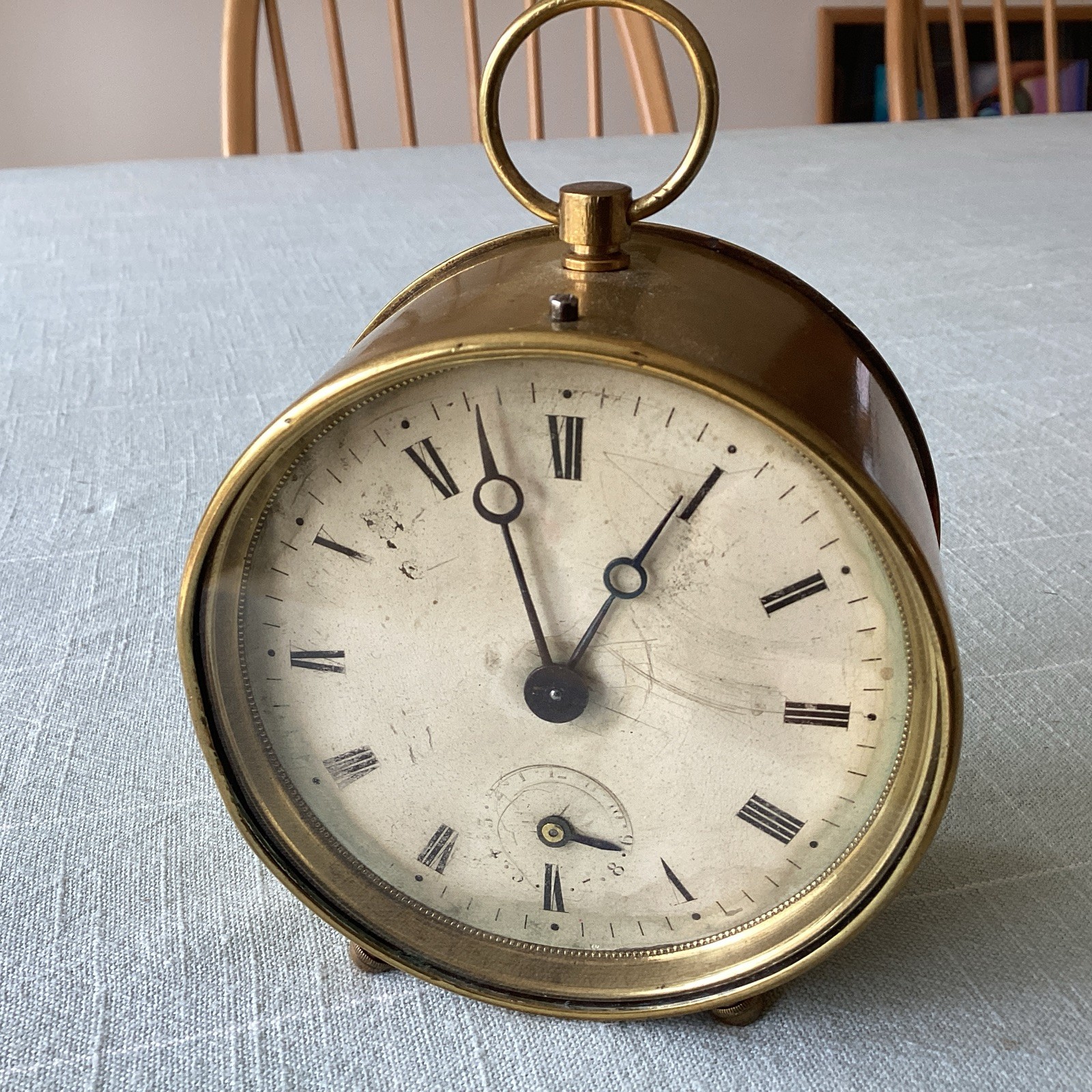 Antique French Barrel Clock with alarm : collectable with tic-tac escapement Antique French Barrel Clock with alarm : collectable with tic-tac escapement