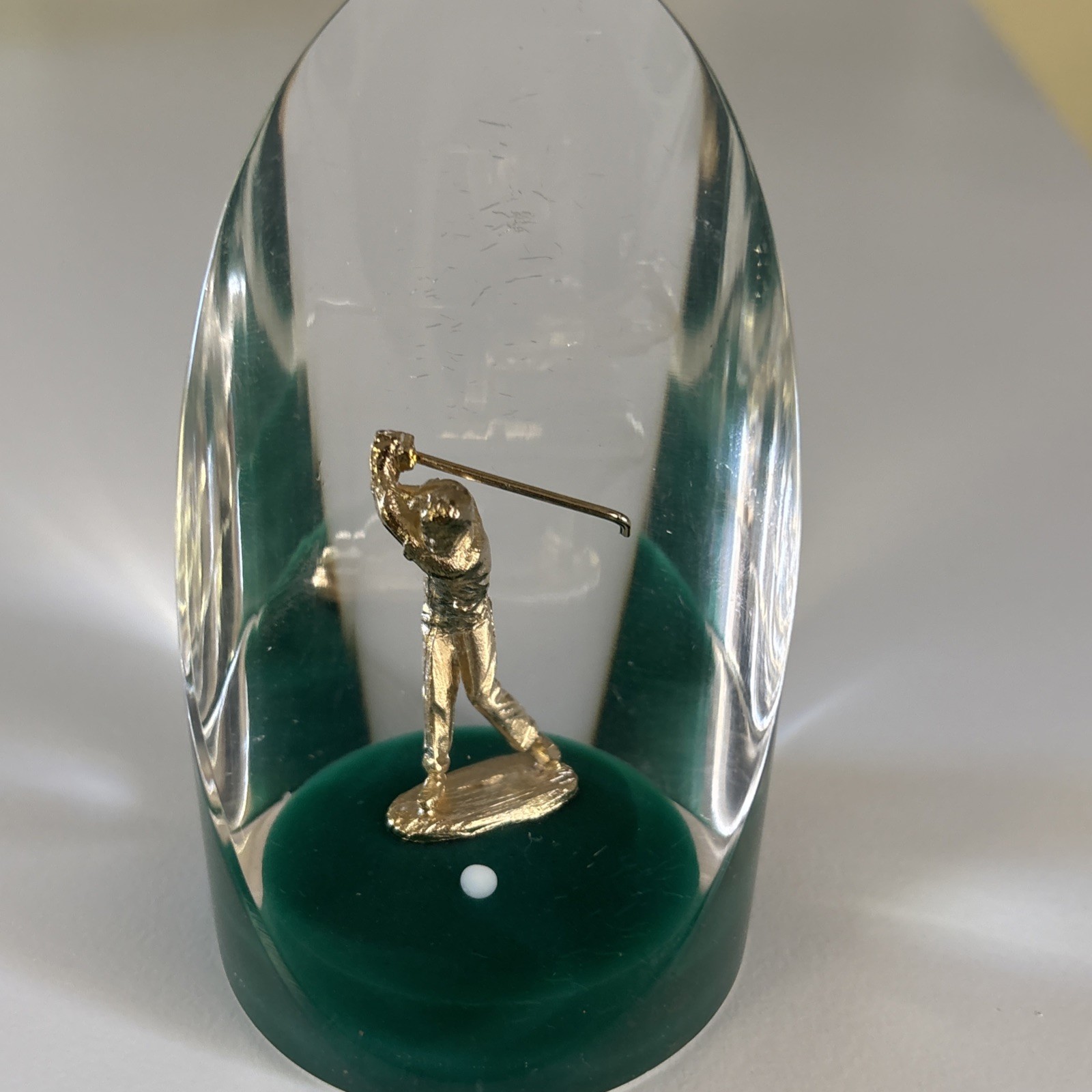 Vintage Canada Lucite Acrylic Golfer Sculpture Paperweight Vintage Canada Lucite Acrylic Golfer Sculpture Paperweight