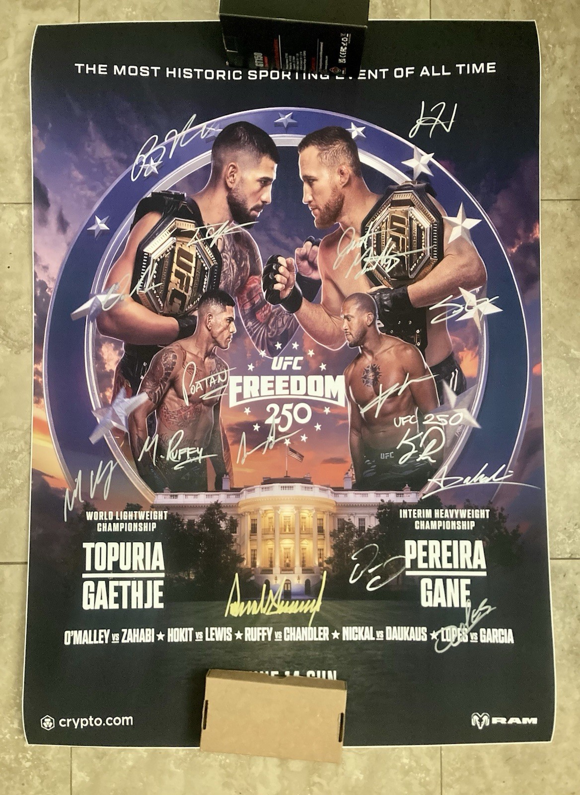 RARE Signed 16x Donald Trump + All Fighters UFC Freedom 250 Fight Poster 28x40 RARE Signed 16x Donald Trump + All Fighters UFC Freedom 250 Fight Poster 28x40