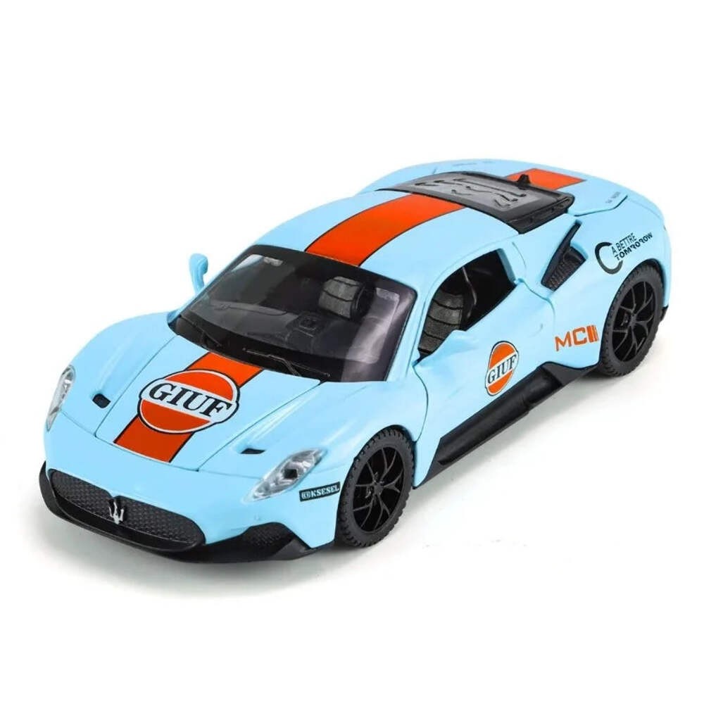 1:32 Maserati MC20 Gulf Edition Alloy Car Model Diecasts Toy With Sound and Ligh 1:32 Maserati MC20 Gulf Edition Alloy Car Model Diecasts Toy With Sound and Ligh