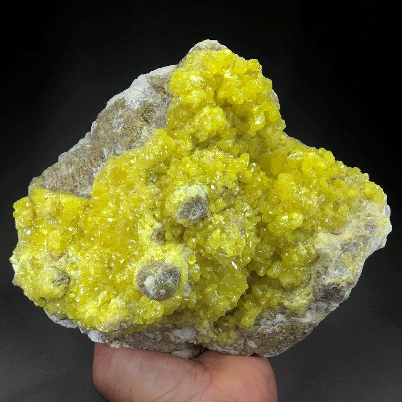 SUPERB NATIVE SULFUR CRYSTALS BOLIVIA BIG 8 1/2 INCHES SUPERB NATIVE SULFUR CRYSTALS BOLIVIA BIG 8 1/2 INCHES