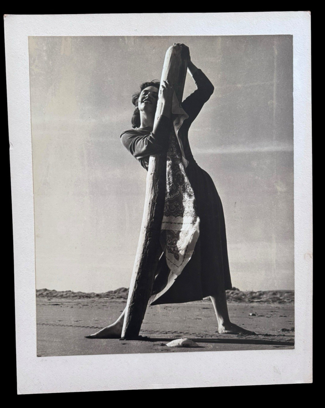 1968 Joe Reyes Beach Figure Driftwood Exhibition Photo Camera Club Art 14x17
