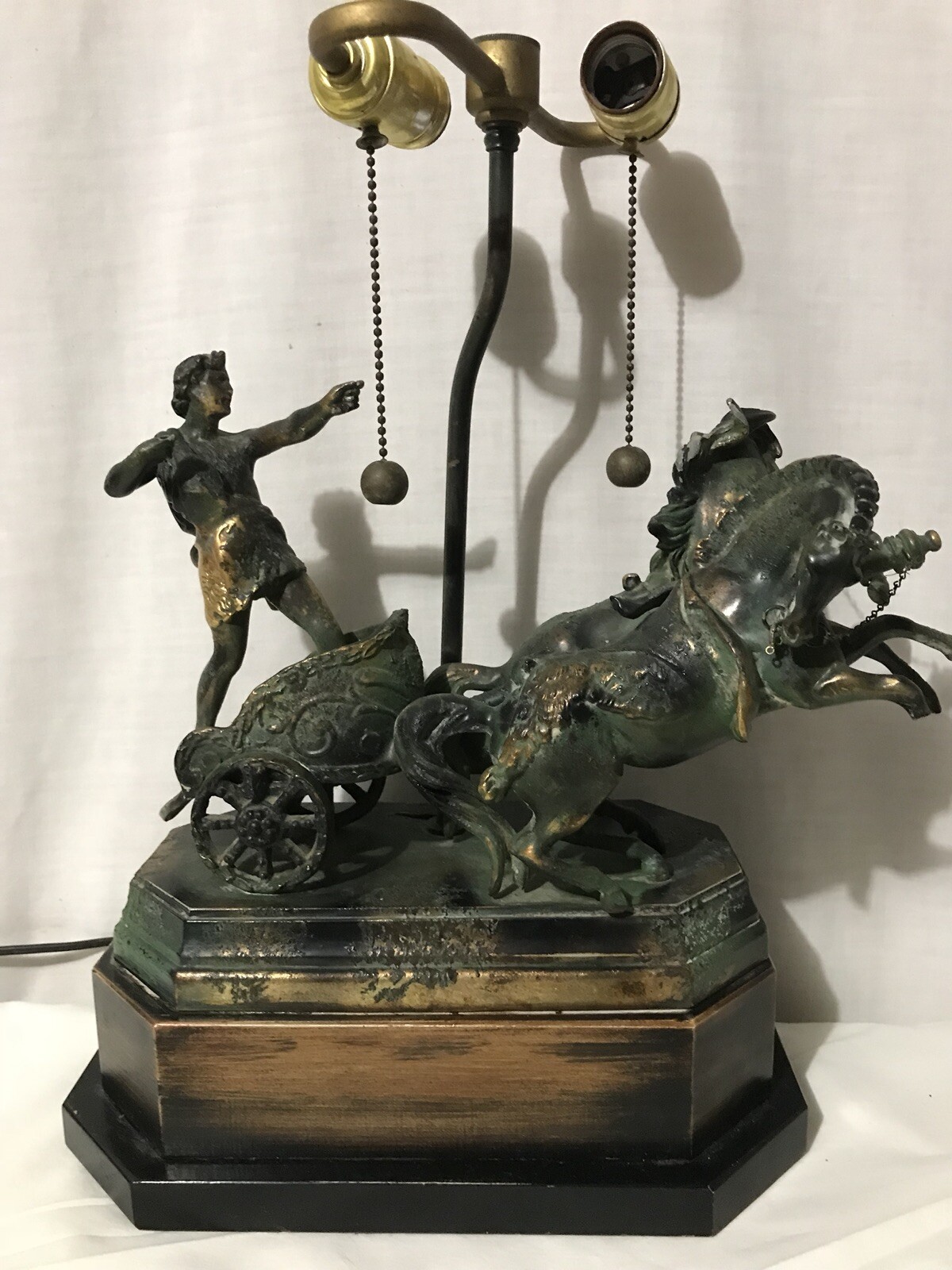 Neoclassical French Empire Style Roman Gladiator On Chariot Tole Lamp Neoclassical French Empire Style Roman Gladiator On Chariot Tole Lamp