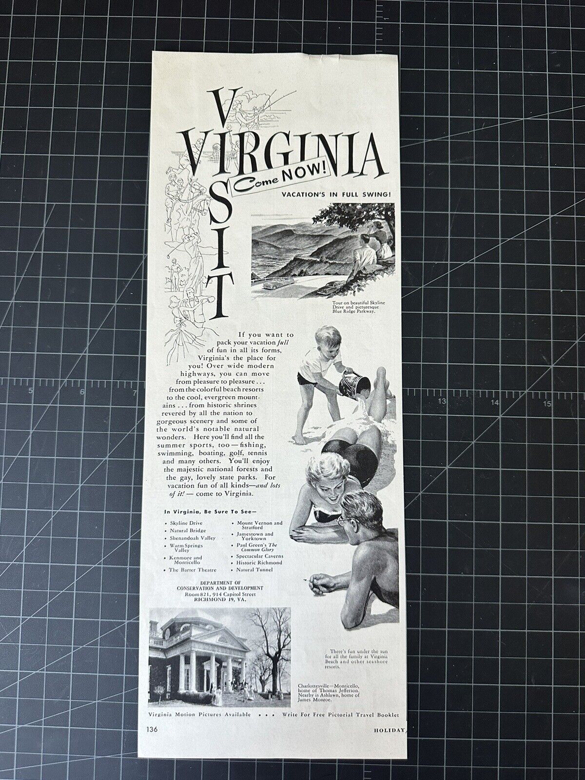 Vintage Virginia Travel Print Ad