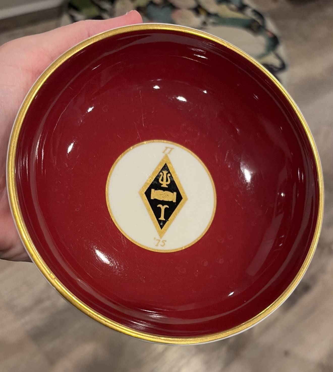 Vintage Iroquois China Russel Wright Fruit Bowl For Psi Upsilon in 1975