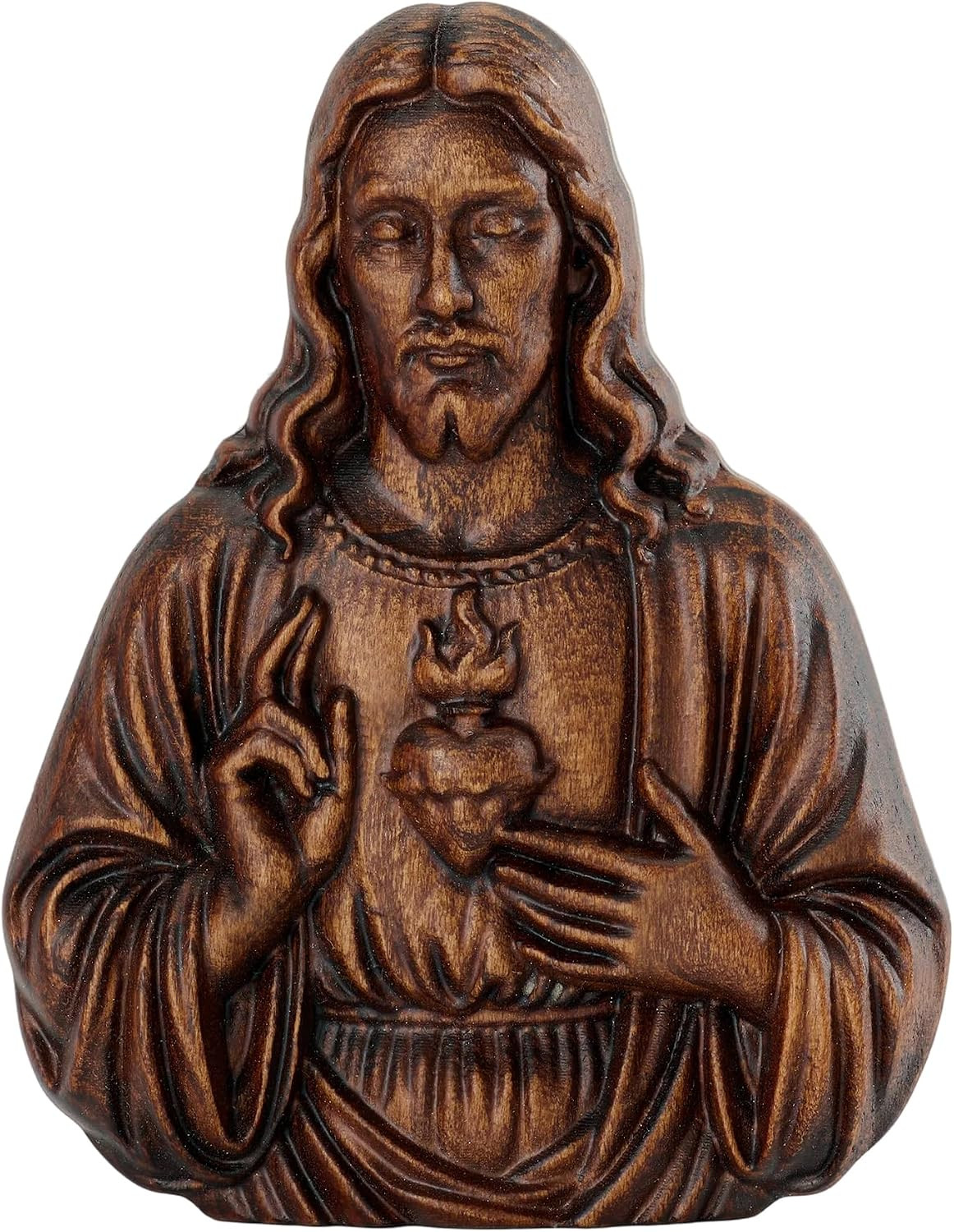 Handmade Wooden Sacred Heart of Jesus Statue Wall Decor-6 Inch Handmade Wooden Sacred Heart of Jesus Statue Wall Decor-6 Inch