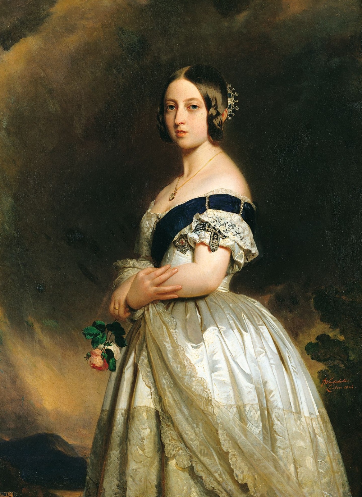 Victorian Postcard: Repro - Pretty Young Queen Victoria - 1840 - F. Winterhalter Victorian Postcard: Repro - Pretty Young Queen Victoria - 1840 - F. Winterhalter