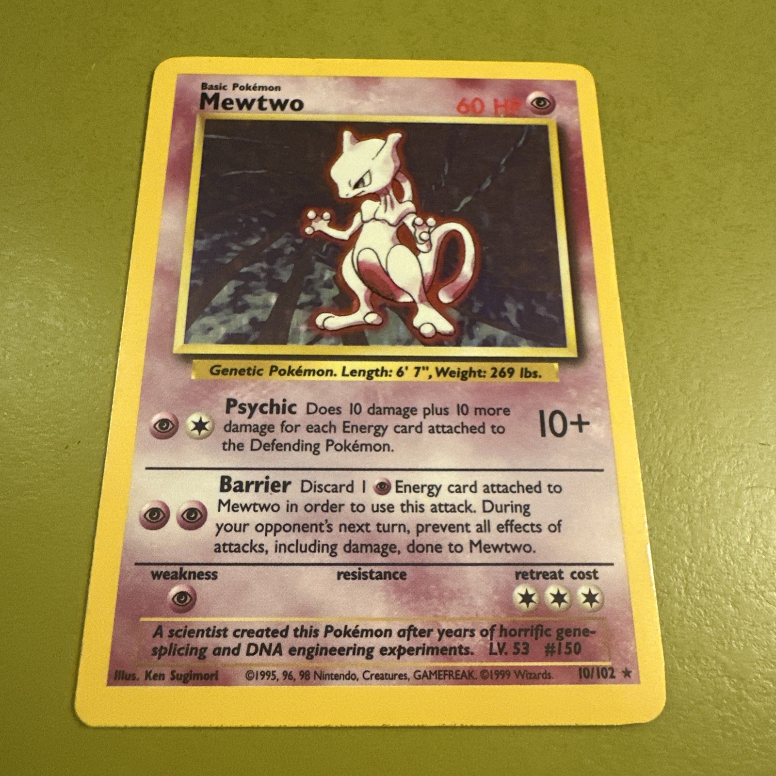 Mewtwo 010/102 Base Set Unlimited Holo - LIGHTLY PLAYED Mewtwo 010/102 Base Set Unlimited Holo - LIGHTLY PLAYED