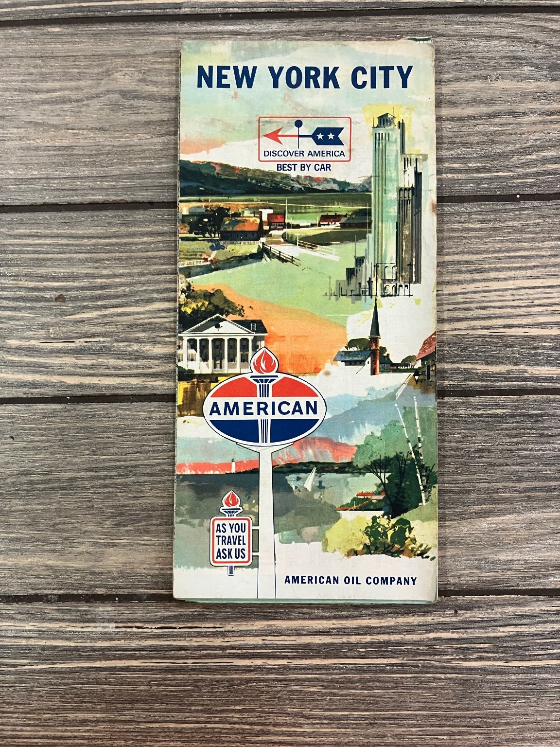 Vintage American Oil Company New York City Road Map Brochure