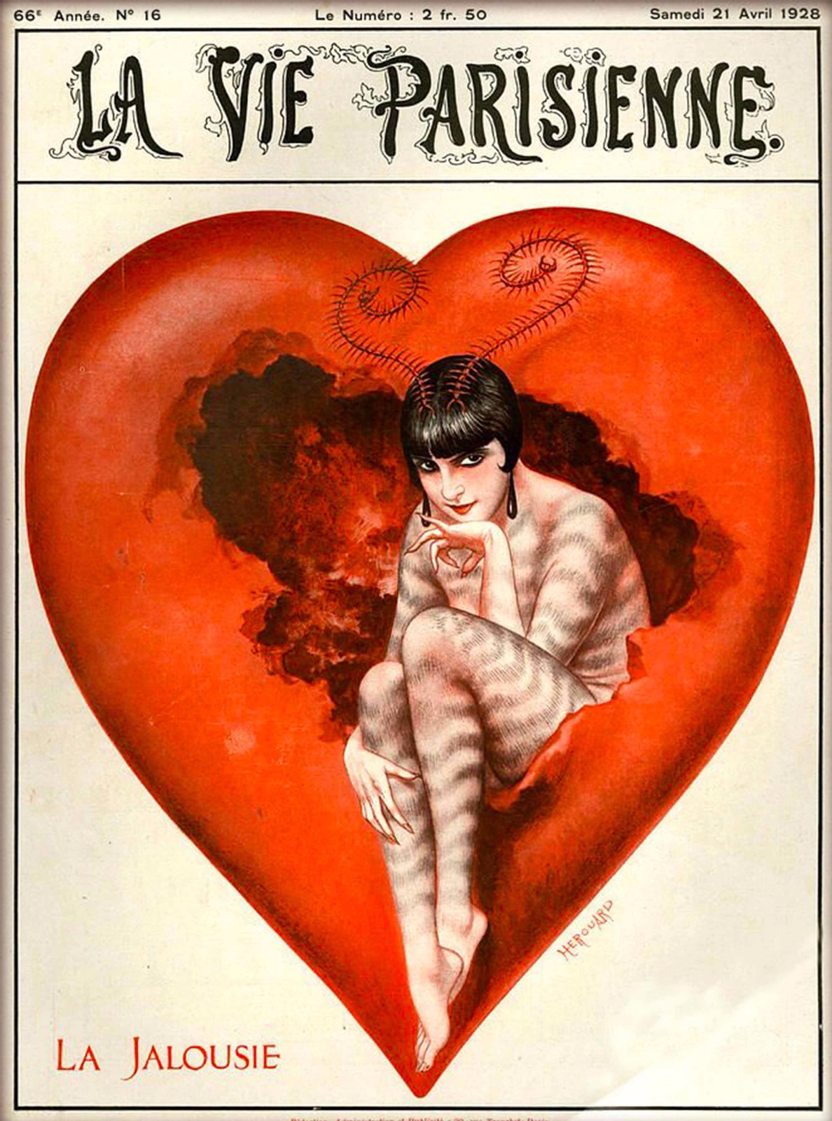 1928 La Vie Parisienne La Jalousie French France Travel Advertisemnt Poster 