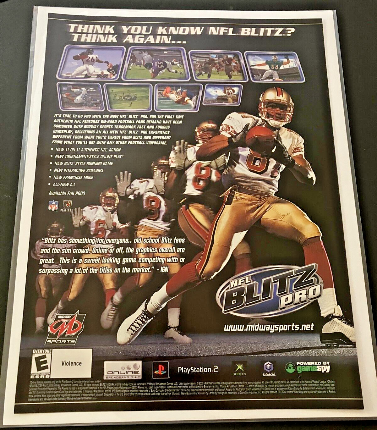 NFL Blitz Pro Football - Terrell Owens 49ers - Vintage Gaming Print Ad Wall Art NFL Blitz Pro Football - Terrell Owens 49ers - Vintage Gaming Print Ad Wall Art