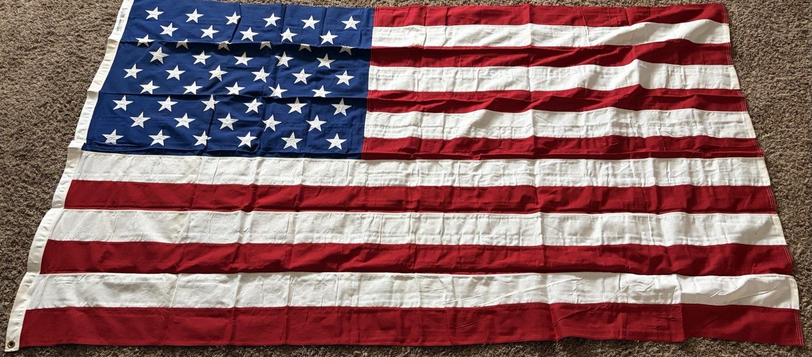 Vintage 5x8 USA Flag Bull Dog Bunting Dettra Sewn Cotton American Flag 50 Star Vintage 5x8 USA Flag Bull Dog Bunting Dettra Sewn Cotton American Flag 50 Star
