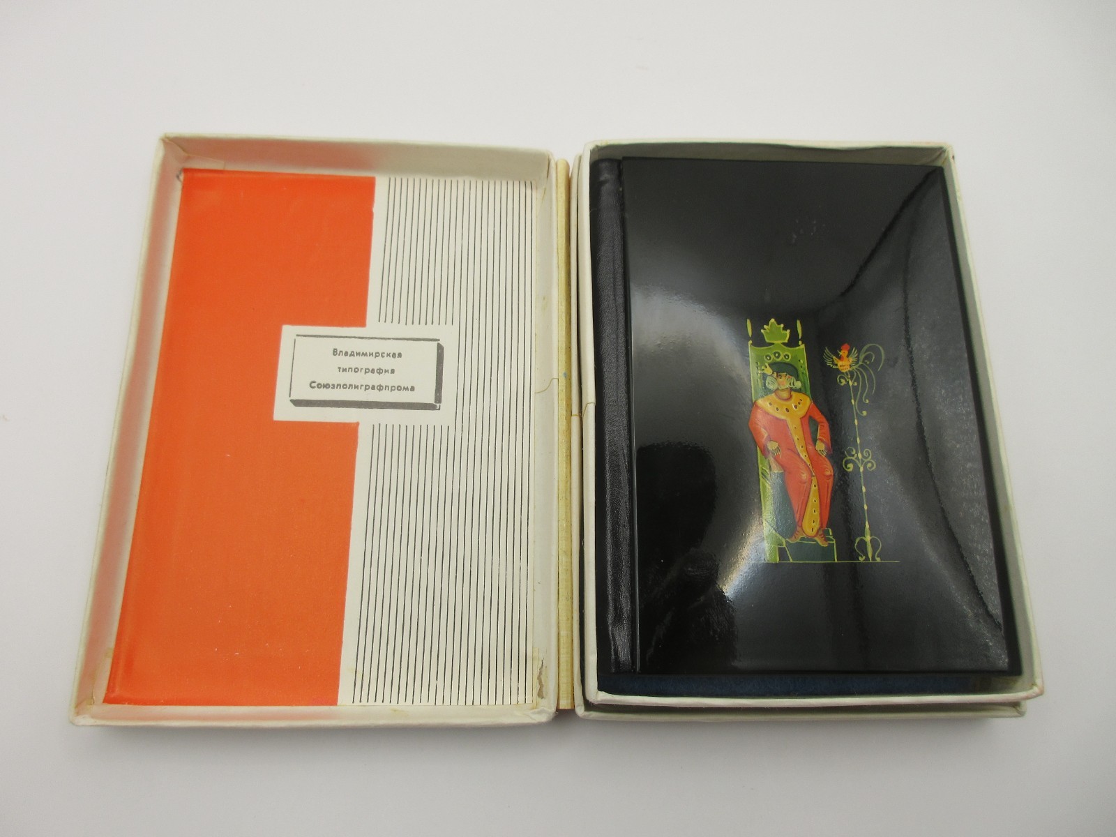 RARE NEW Vtg Russian Lacquer USSR 1990 NOTEBOOK Golden Rooster Fairy Tale Box