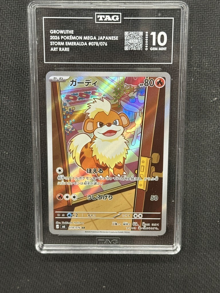 Growlithe 2026 Pokemon Storm Emeralda JPN Art Rare TAG 10 PSA #078/076 Growlithe 2026 Pokemon Storm Emeralda JPN Art Rare TAG 10 PSA #078/076