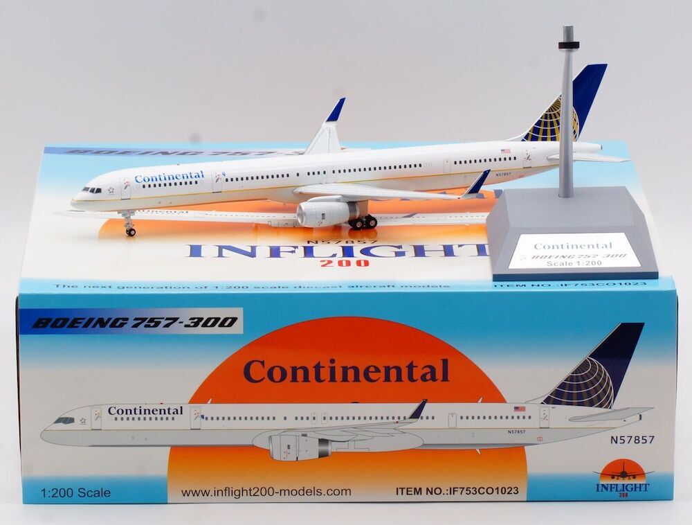 Inflight IF753CO1023 Continental Airlines 757-300 N57857 Diecast 1/200 Jet Model