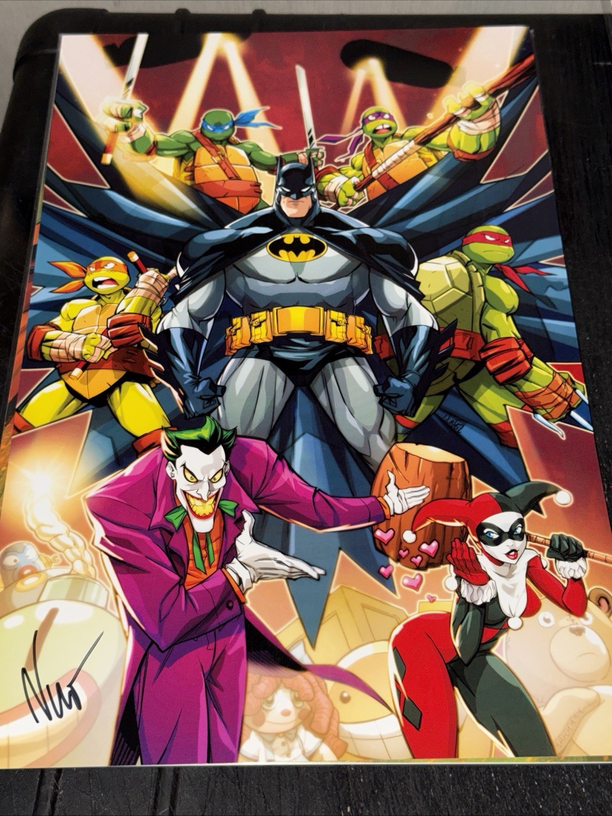 Spawn Batman TMNT Joker Harley Quinn 11x17 w/COA Signed Art Print Eddie Nunez