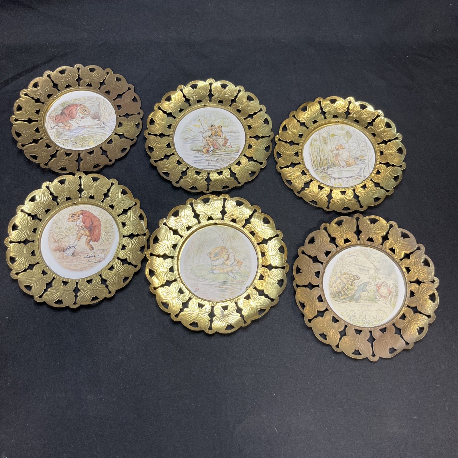 6pc Brass Butterfly Vtg MCM 6" Gold-Tone Photo Frame Made in England Mid Century 6pc Brass Butterfly Vtg MCM 6" Gold-Tone Photo Frame Made in England Mid Century