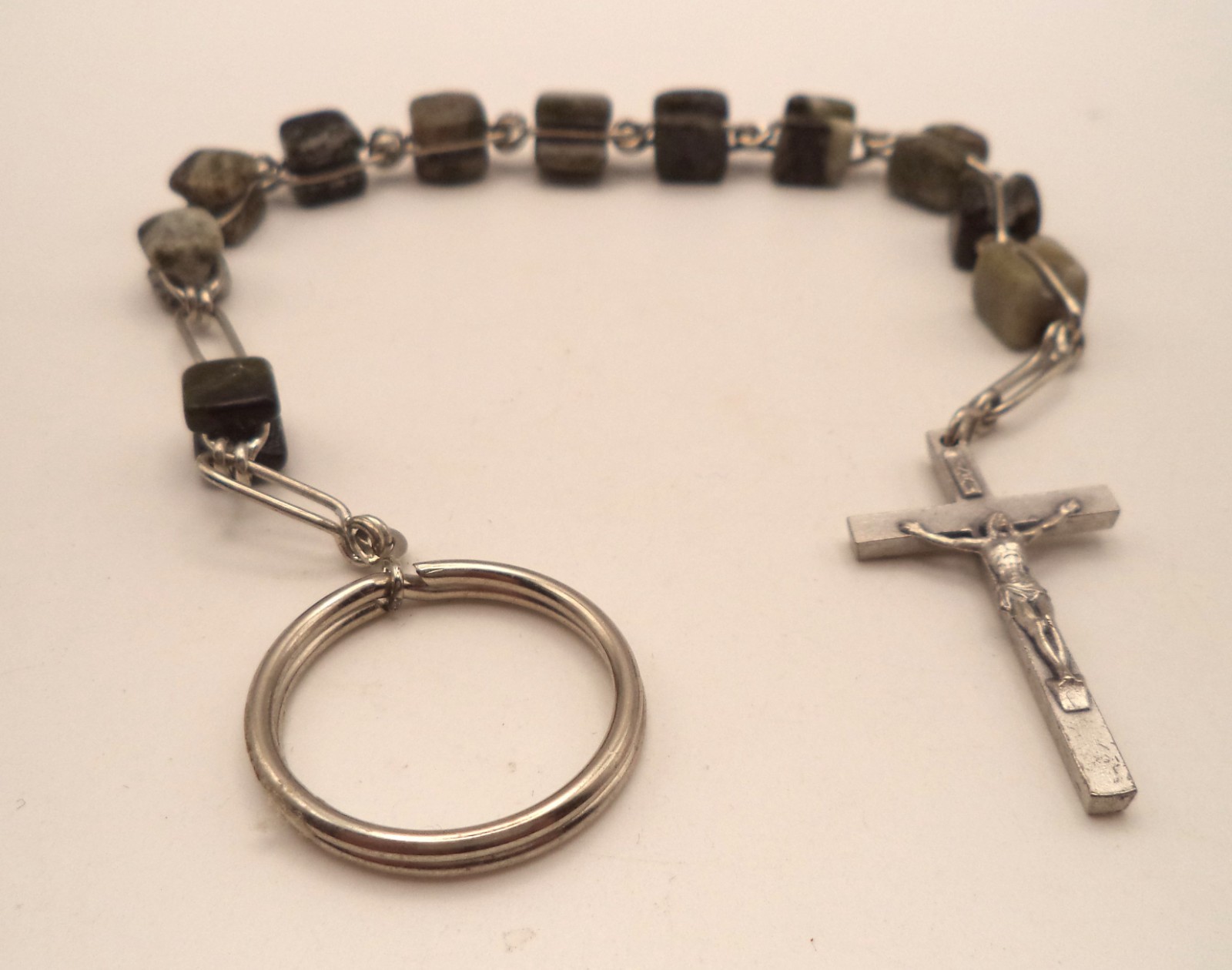 Vintage Connemara Marble Pocket Rosary Irish Tenner Chaplet Keyring Ireland 10.5 Vintage Connemara Marble Pocket Rosary Irish Tenner Chaplet Keyring Ireland 10.5