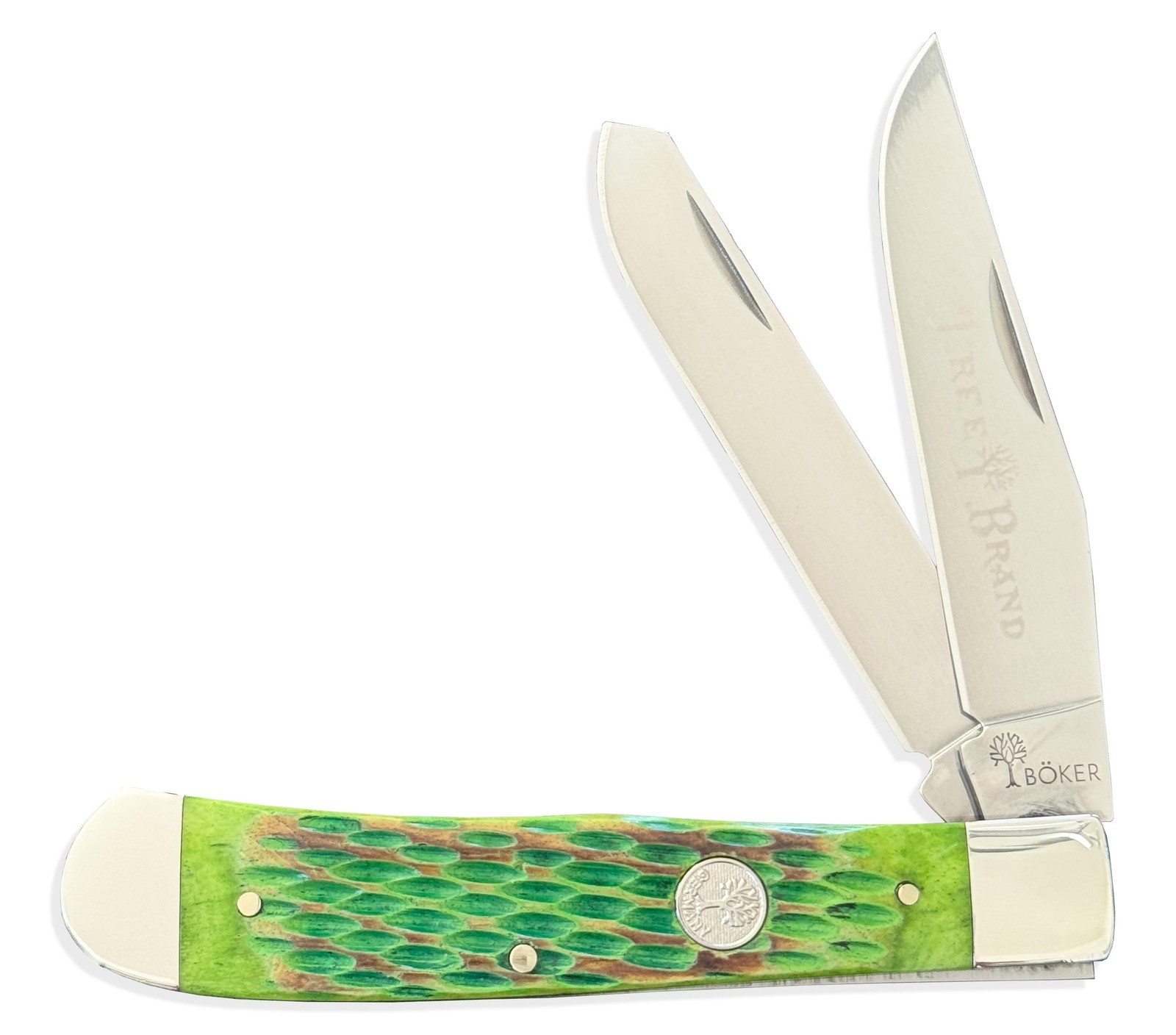 Boker Manufaktur Traditional Series 2.0 Trapper Pocket Knife Burnt Lime Green Ji Boker Manufaktur Traditional Series 2.0 Trapper Pocket Knife Burnt Lime Green Ji