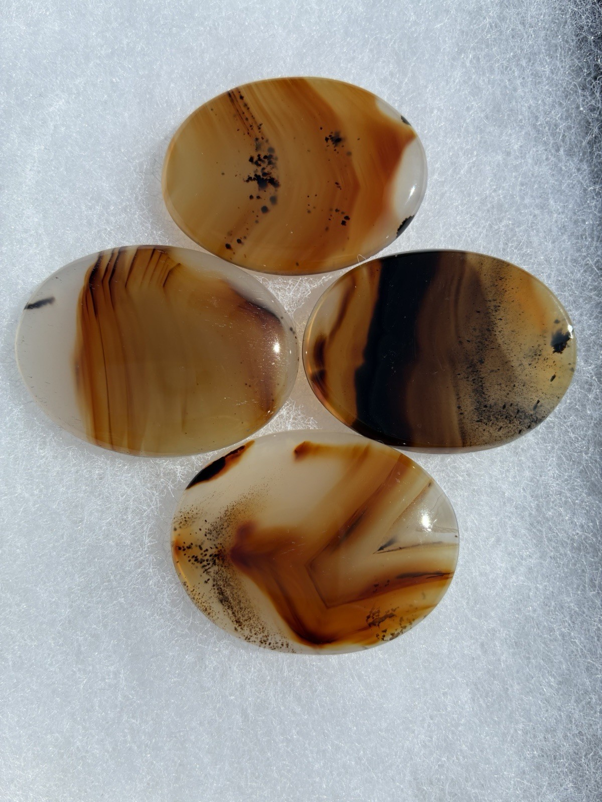 Lot Of 4 Montana Agate Specimen Cabochon Cut, 40 X 30 mm, Orange Brown Black Lot Of 4 Montana Agate Specimen Cabochon Cut, 40 X 30 mm, Orange Brown Black