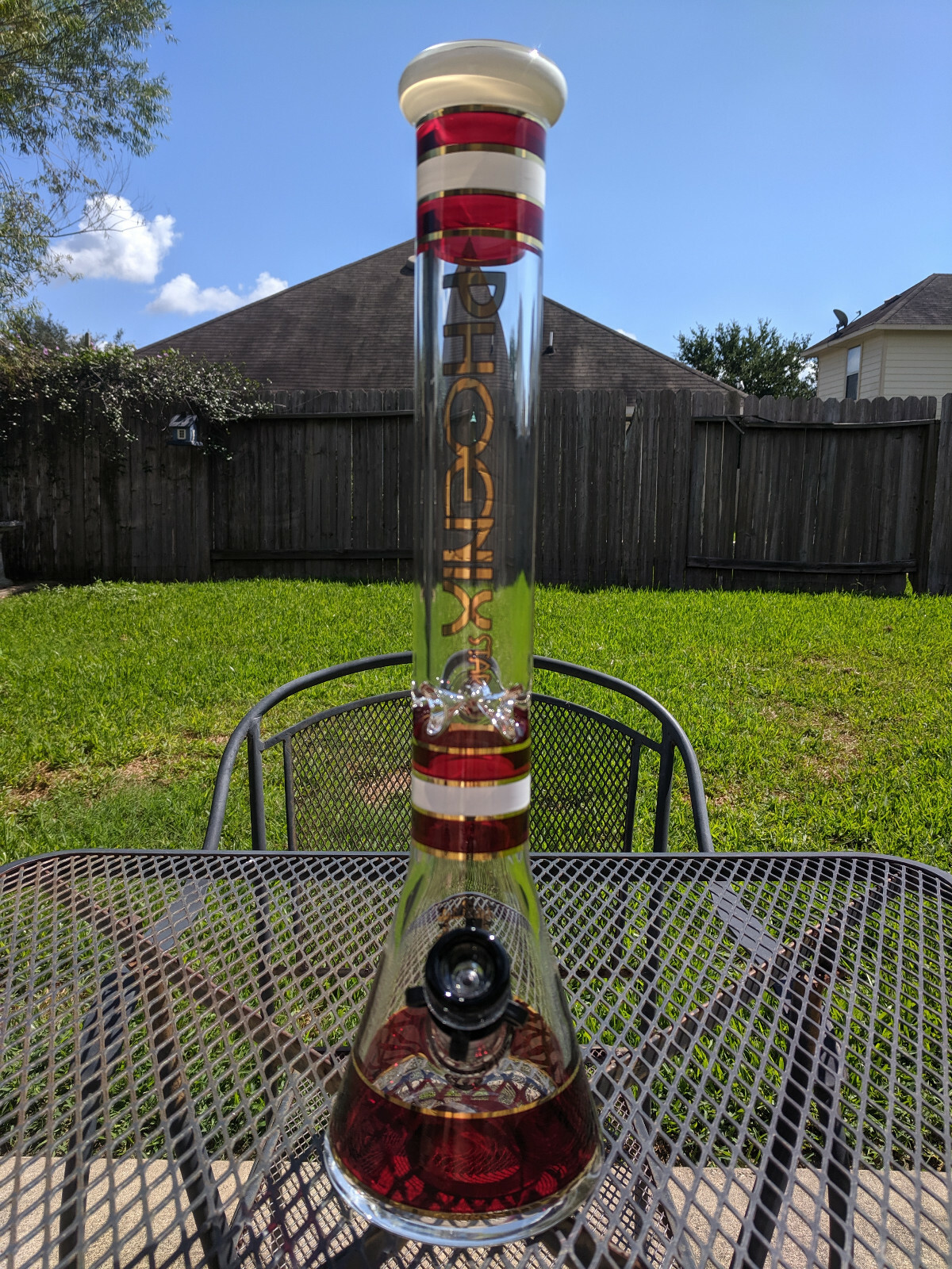 Phoenix Star - 18" Inch (XL) Glass Beaker Water Pipe Bong - 14mm - Royal Red Phoenix Star - 18" Inch (XL) Glass Beaker Water Pipe Bong - 14mm - Royal Red
