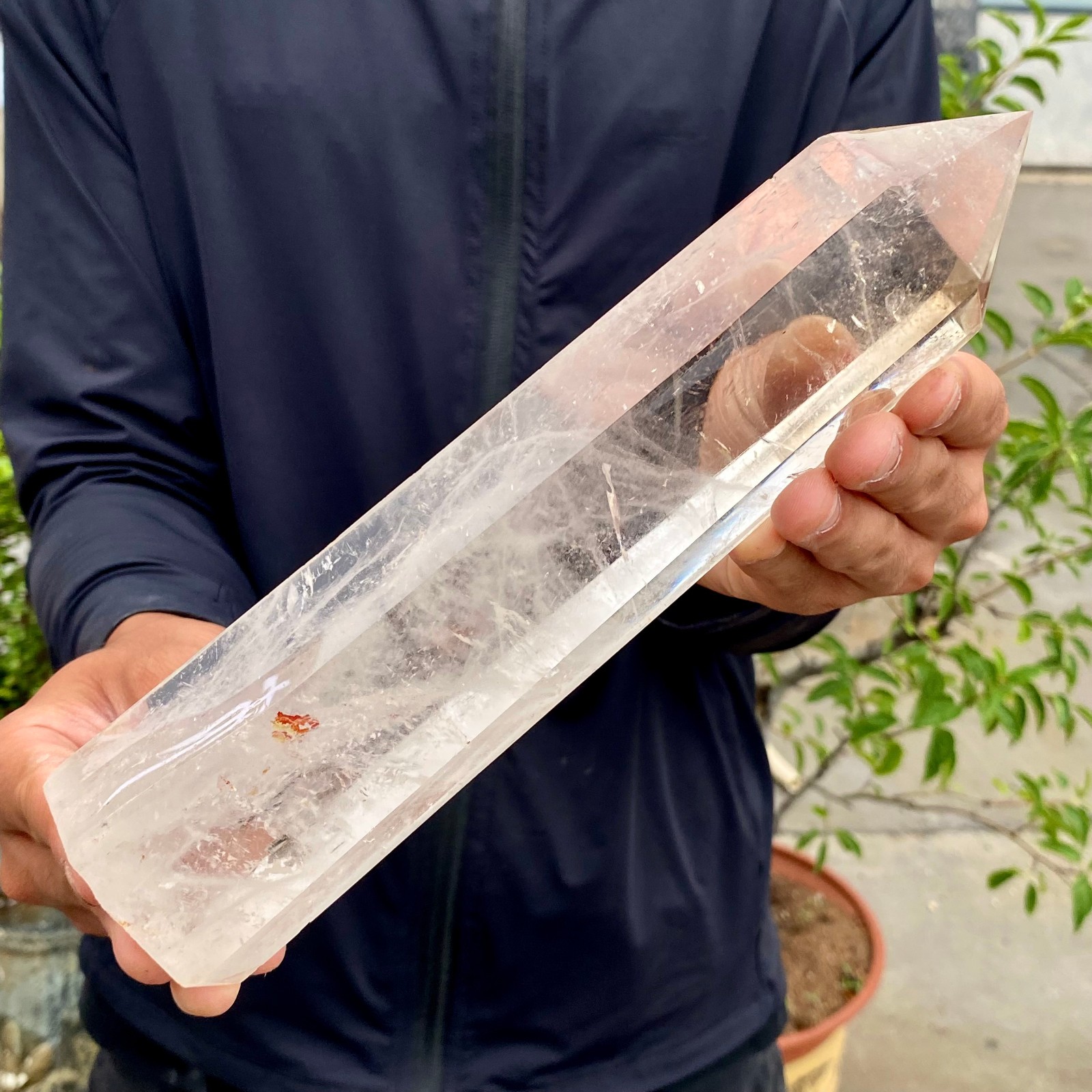 2.2LB Natural clear white crystal obelisk Crystal energy column Reiki healing