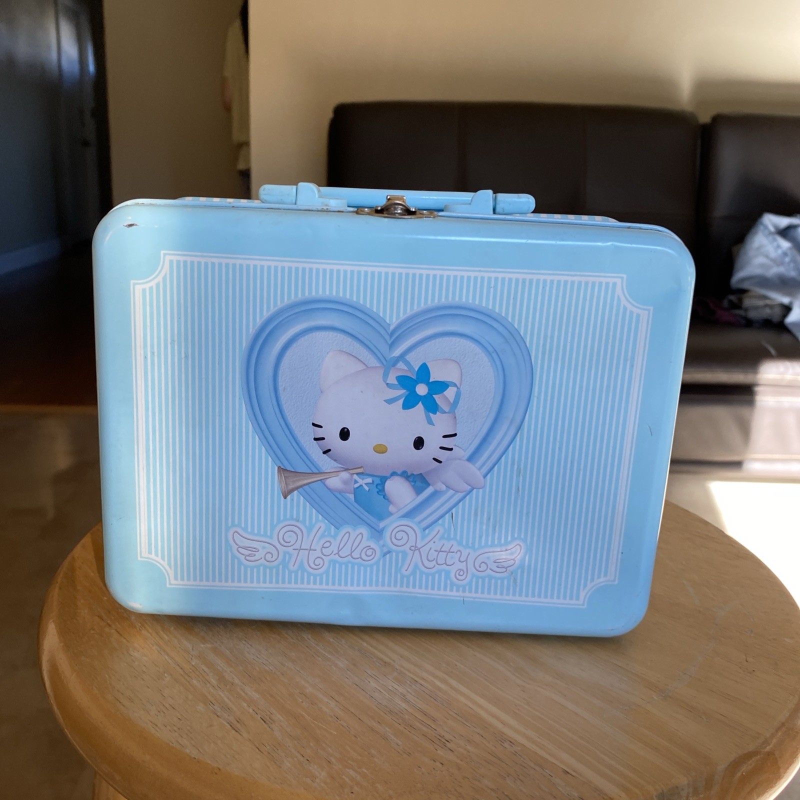 VTG 1976 2001 Angel Light Blue Hello Kitty Metal Lunch Box (Made In Japan) VTG 1976 2001 Angel Light Blue Hello Kitty Metal Lunch Box (Made In Japan)