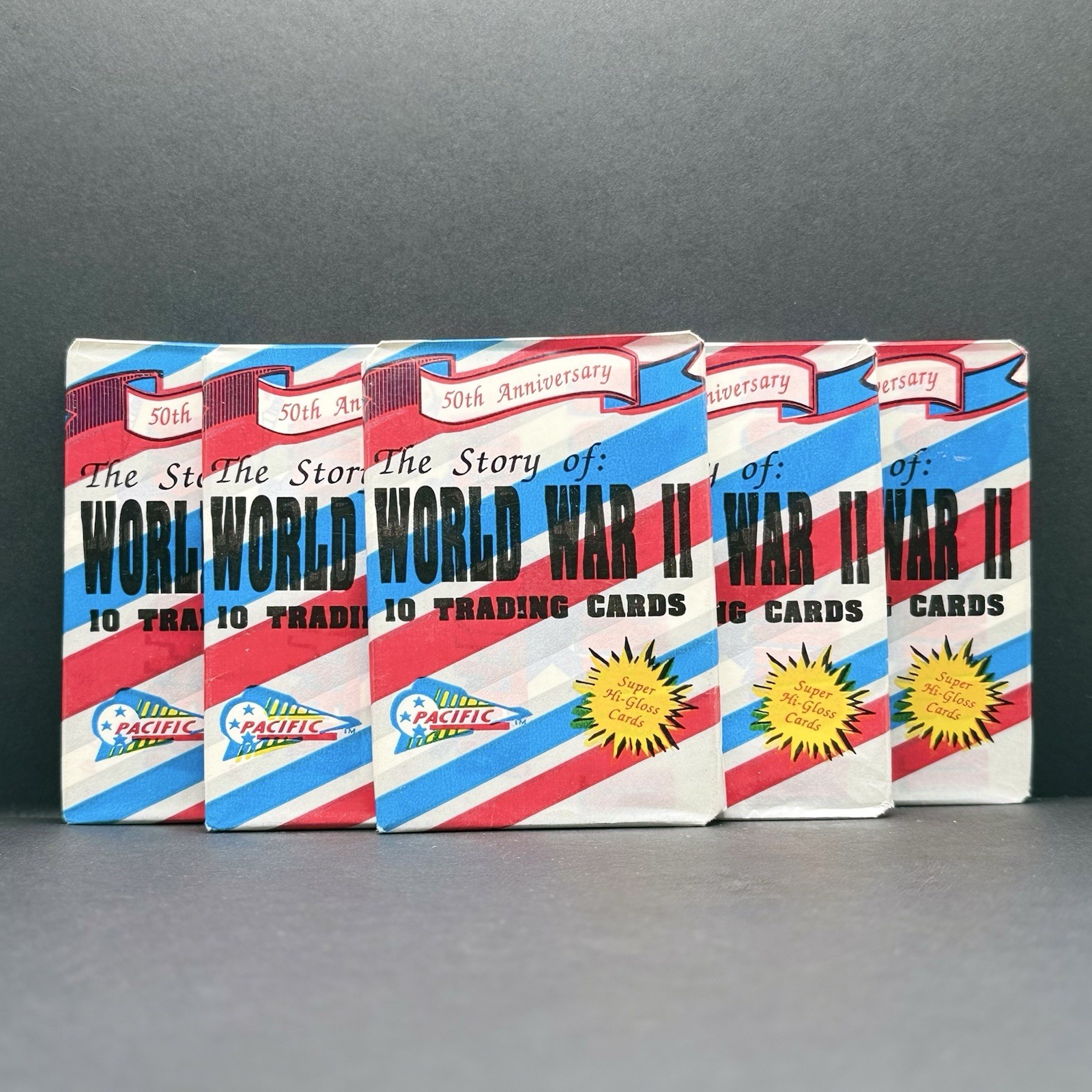 Five (5) 1992 Pacific Trading The Story of: World War II Wax Packs (Sealed)