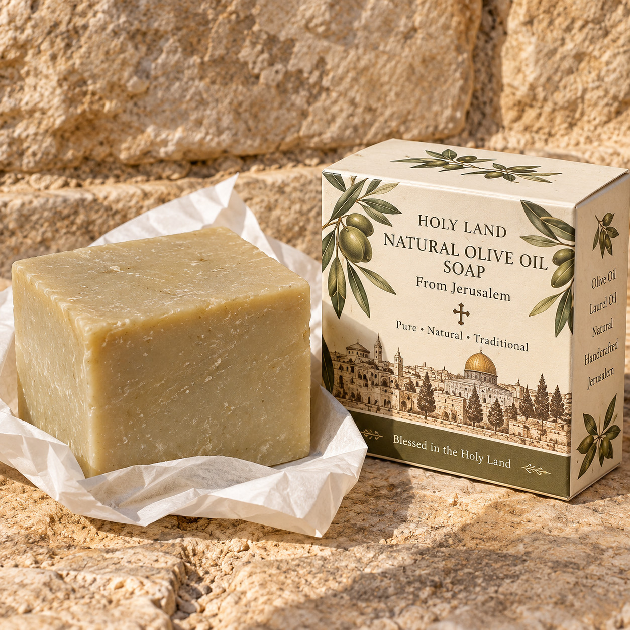 Handmade Olive Oil Soap 100% Natural Traditional Holy Land Jerusalem Blessed Bar Handmade Olive Oil Soap 100% Natural Traditional Holy Land Jerusalem Blessed Bar