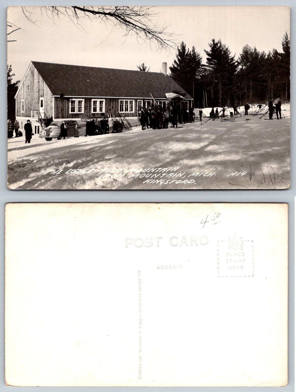 Vintage RPPC Pine Mountain Lodge Kingsford Michigan Ski Resort L. L. Cook Vintage RPPC Pine Mountain Lodge Kingsford Michigan Ski Resort L. L. Cook