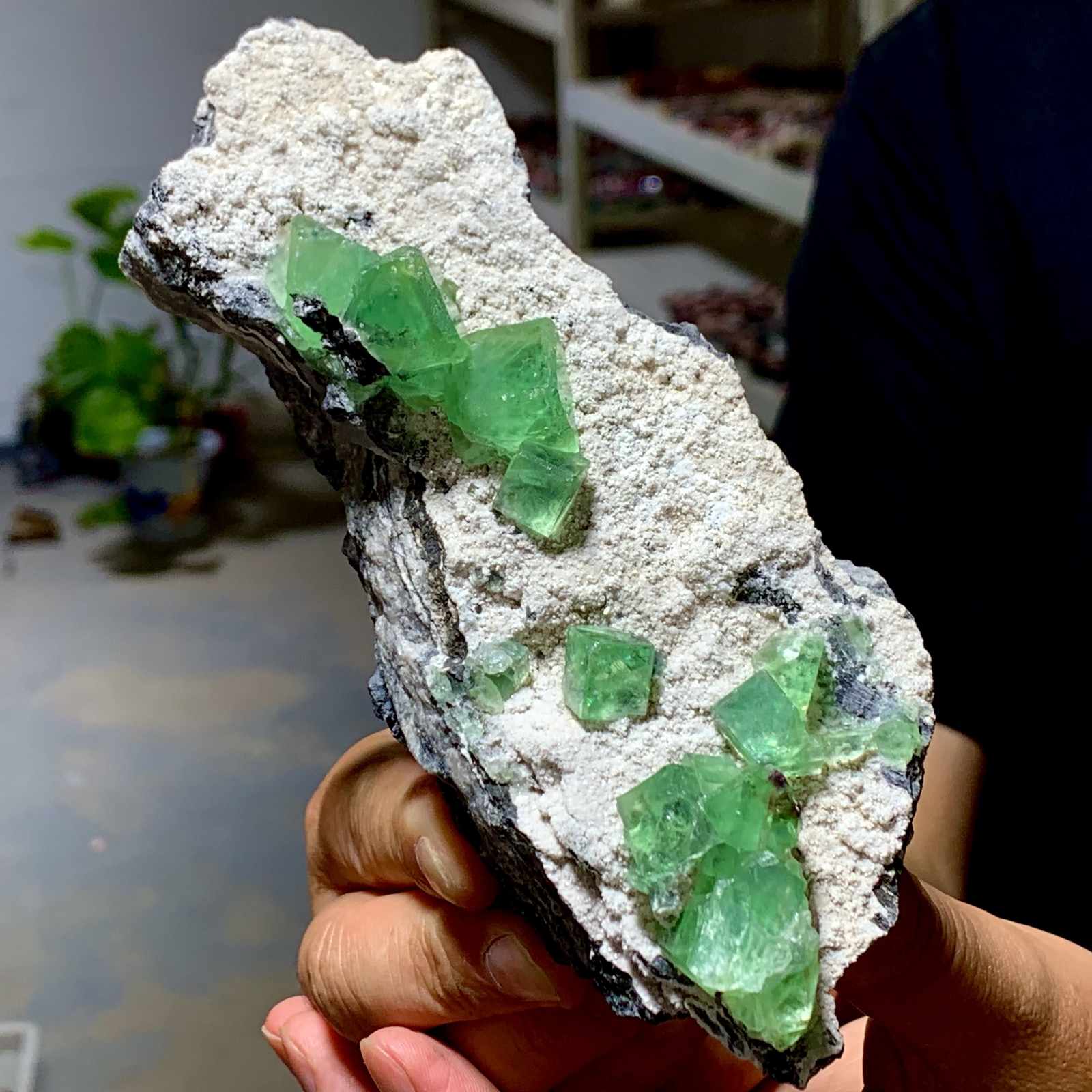 479G Natural Rare transparent green cubic fluorite crystal sample/China 479G Natural Rare transparent green cubic fluorite crystal sample/China