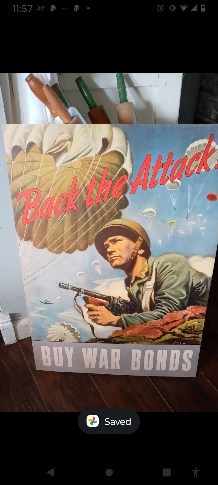 1943 "Back The Attack " War Bond Card Stock Poster *ORIGINAL* US Print Office 1943 "Back The Attack " War Bond Card Stock Poster *ORIGINAL* US Print Office