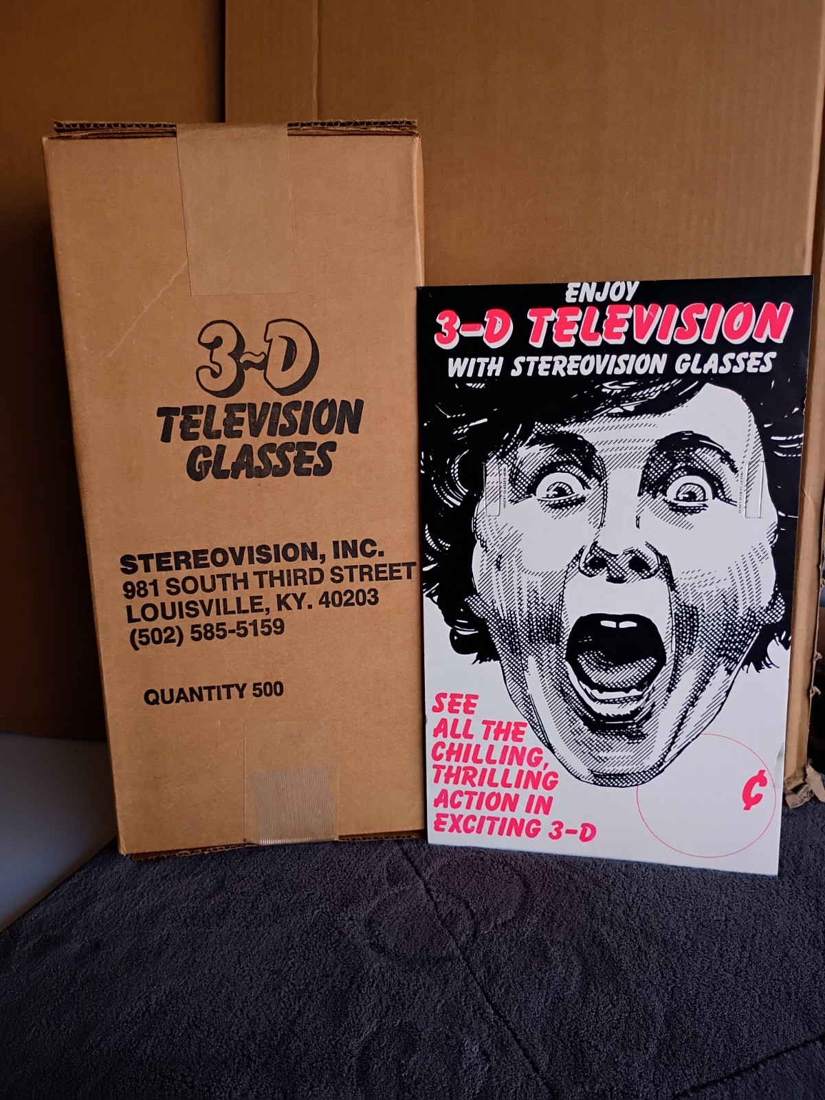 3-D Television Glasses Vintage Store Display- 500 Pair, UNOPENED BOX  NOS 