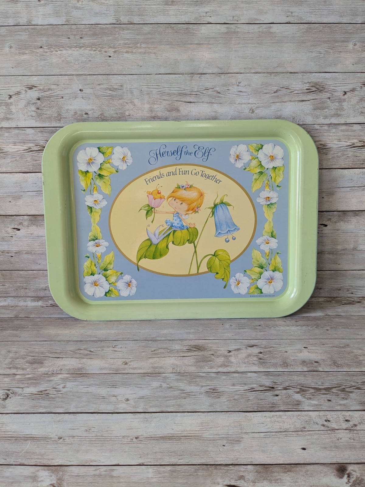 Vintage Herself The Elf Metal Serving Lap Tray 1982 Retro Tin Tray Vintage Herself The Elf Metal Serving Lap Tray 1982 Retro Tin Tray