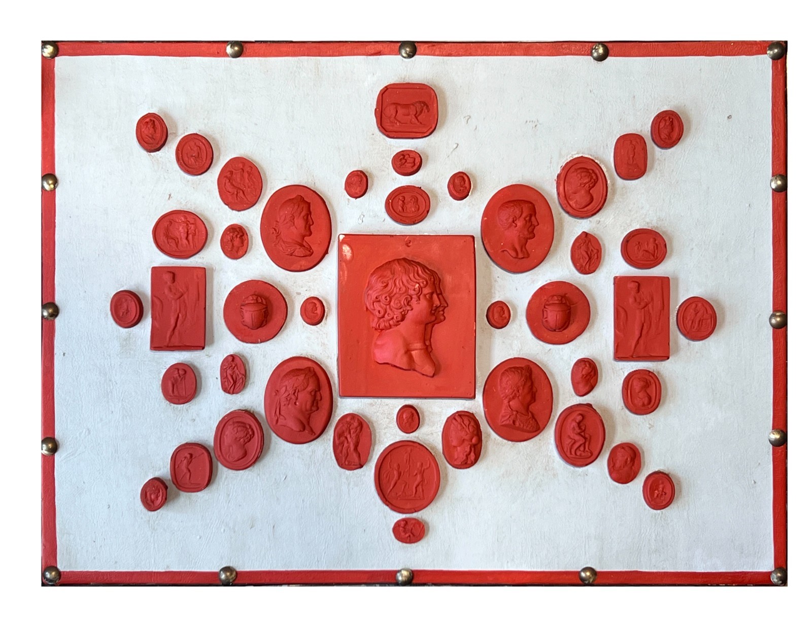 #1013 Grand Tour Revival Neoclassical Vintage Red Plaster Cast Waxed Intaglios #1013 Grand Tour Revival Neoclassical Vintage Red Plaster Cast Waxed Intaglios