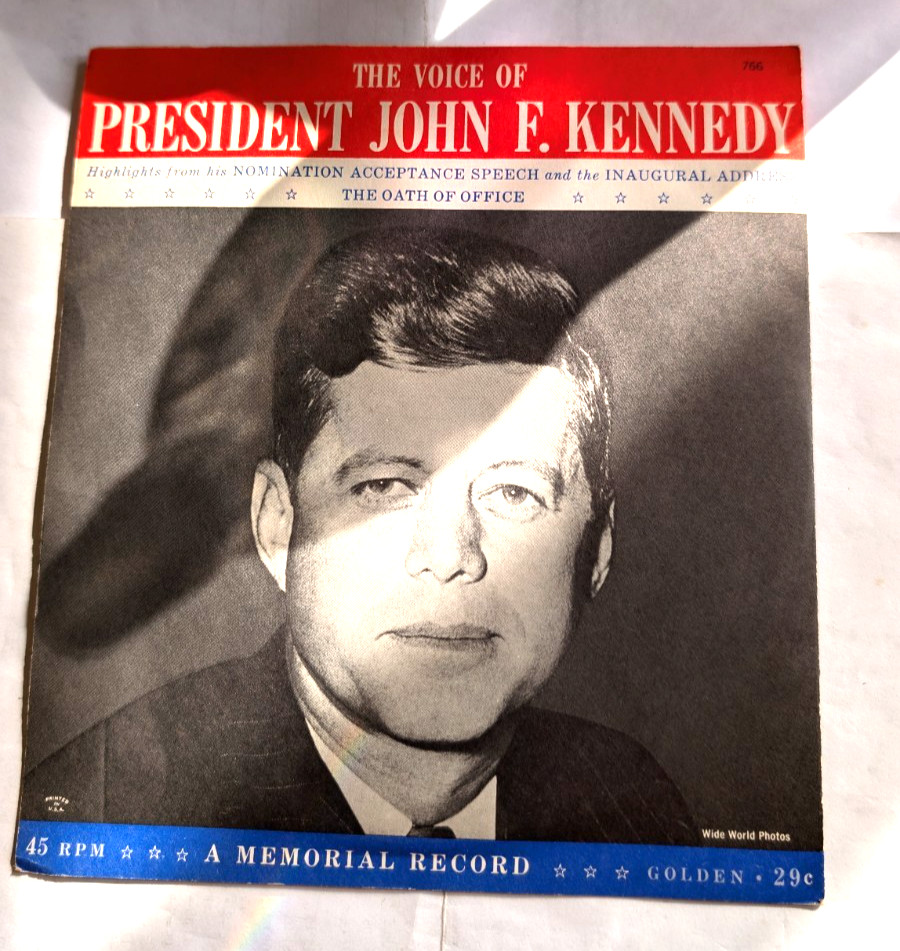 vintage 45 RPM The Voice of President John F. Kennedy with picture sleeve 
