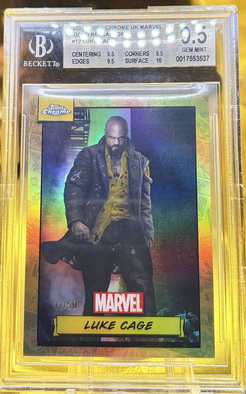 2024 Topps Chrome Marvel Luke Cage Gold Refractor /50 #12 BGS 9.5 GEM MINT 2024 Topps Chrome Marvel Luke Cage Gold Refractor /50 #12 BGS 9.5 GEM MINT