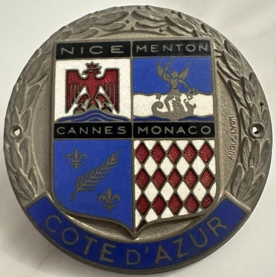 Augis Lyon COTE D'AZUR Enamel Car Grille Badge Nice Cannes Monaco Menton France Augis Lyon COTE D'AZUR Enamel Car Grille Badge Nice Cannes Monaco Menton France