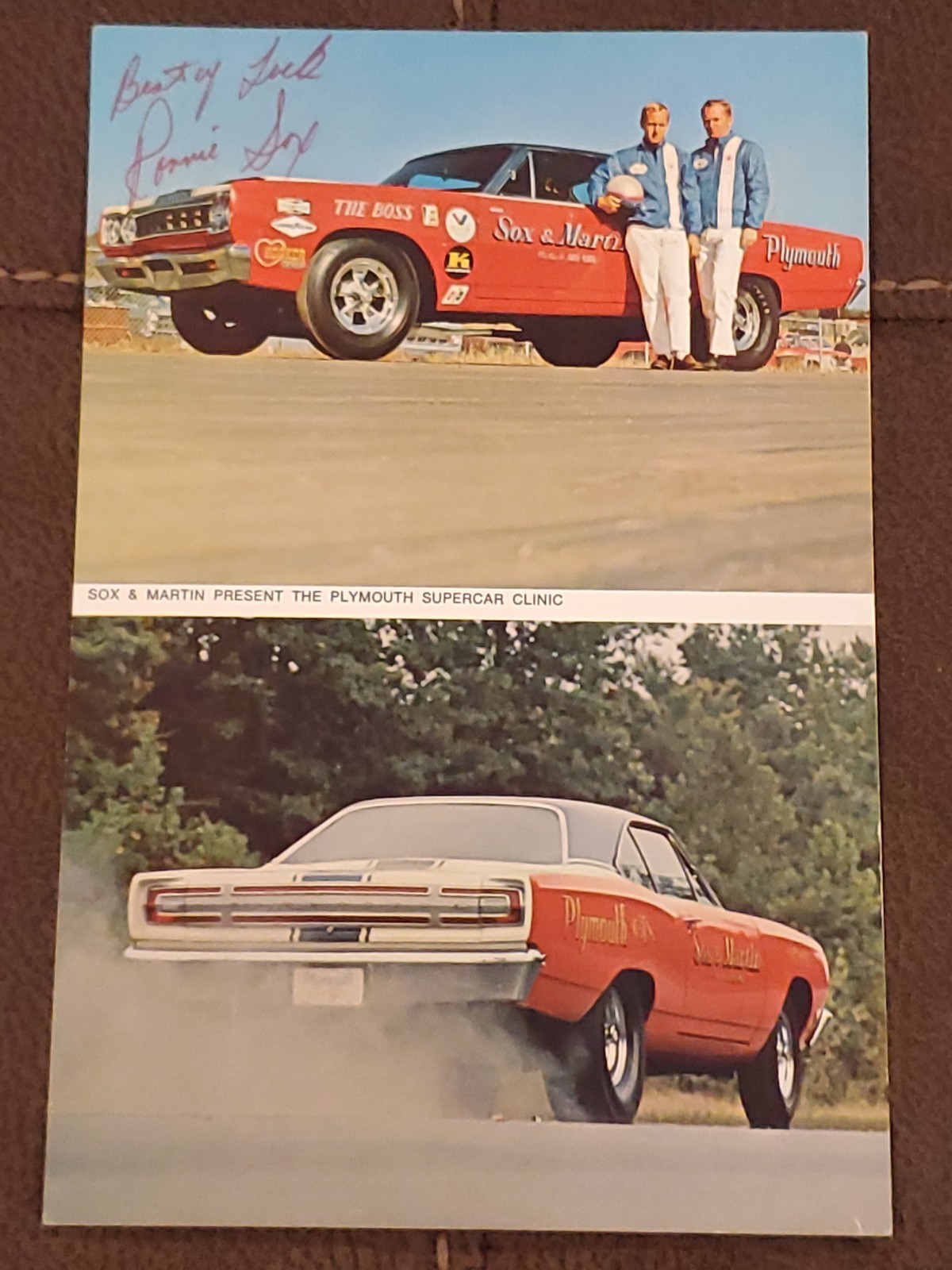 Sox & Martin Hemi Plymouth Supercar CLINIC Mopar NHRA SIGNED RONNIE SOX HEROCARD Sox & Martin Hemi Plymouth Supercar CLINIC Mopar NHRA SIGNED RONNIE SOX HEROCARD