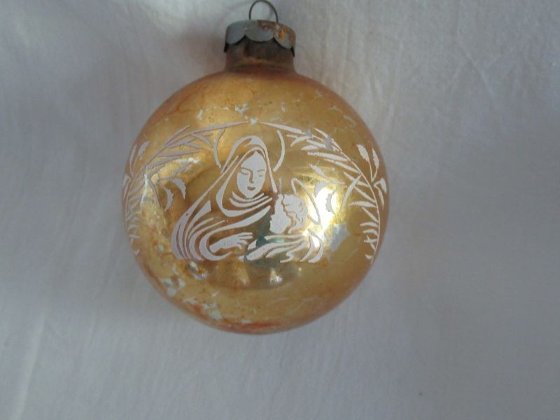 VTG 3" FRANKE? RARE GOLD NATIVITY SCENE STENCIL GLASS CHRISTMAS ORNAMENT USA VTG 3" FRANKE? RARE GOLD NATIVITY SCENE STENCIL GLASS CHRISTMAS ORNAMENT USA